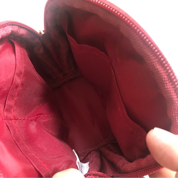 Longaberger Homestead small red woven look zip top wallet with attached mirror - Picture 3 of 6